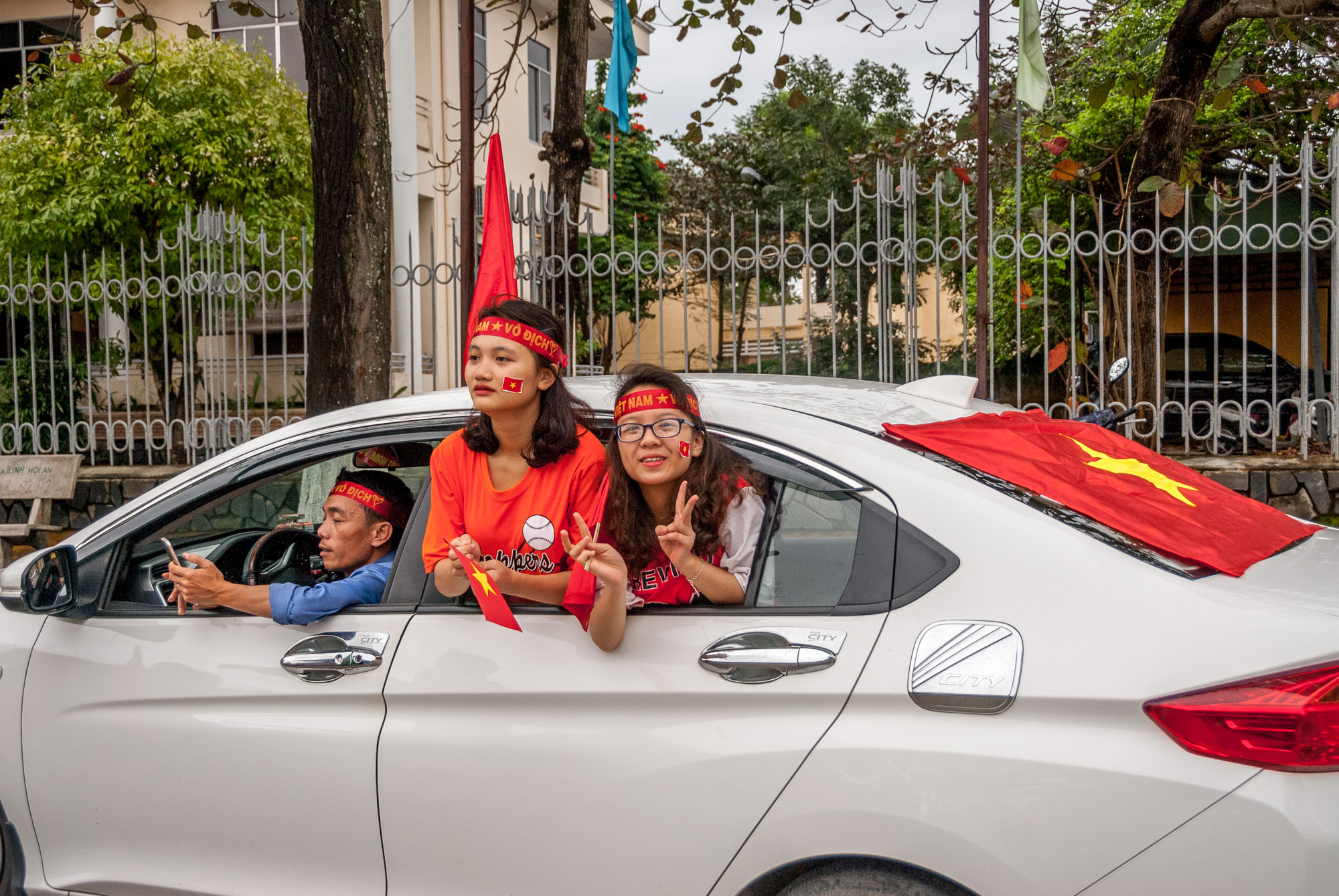 Vietnam Soccer Fans in Car