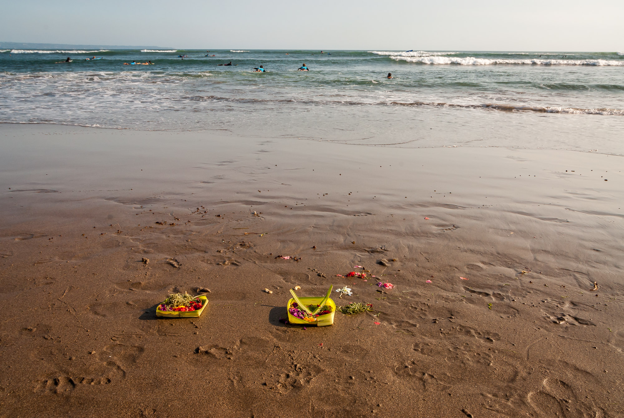 Balinese offerings on the beach