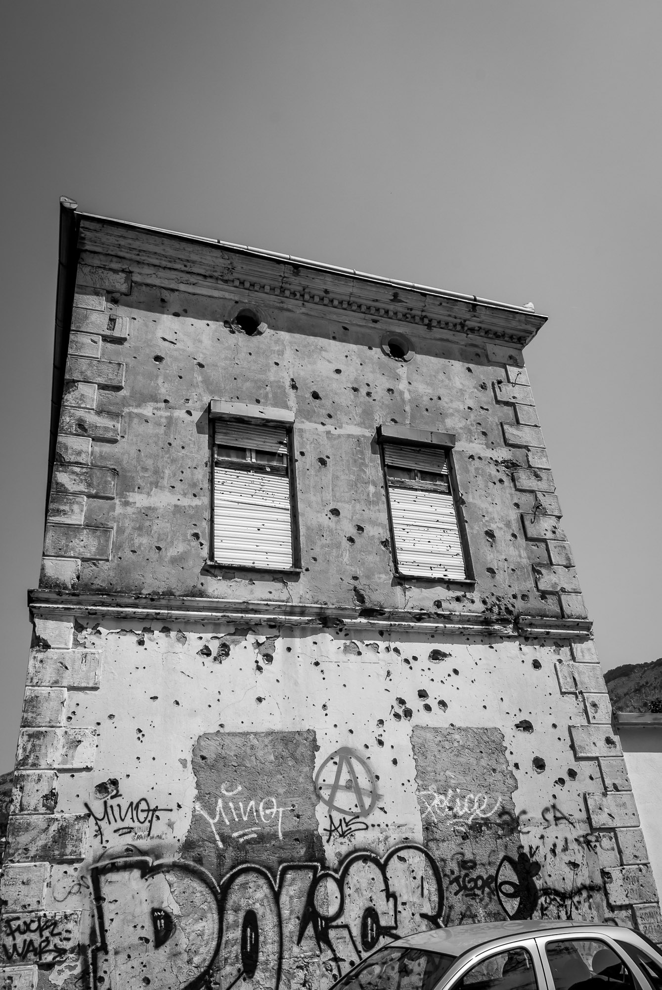 Mostar bullet hole building
